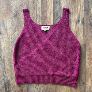 Pepin Magenta Pink Boho Knit Sleeveless Wrap Style Tank Top Sweater size medium